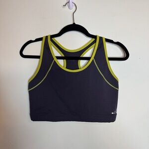 Women's Gray and Yellow Sports Bra